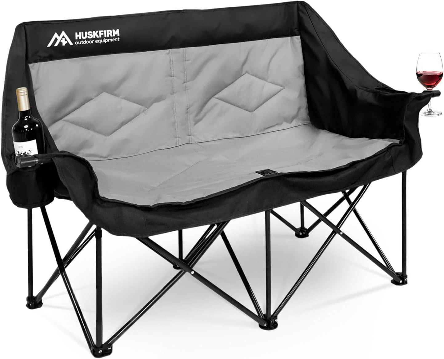 Oversized Double Camping Chairs for Adults, 2 Person Camping Chair, Black | Heav