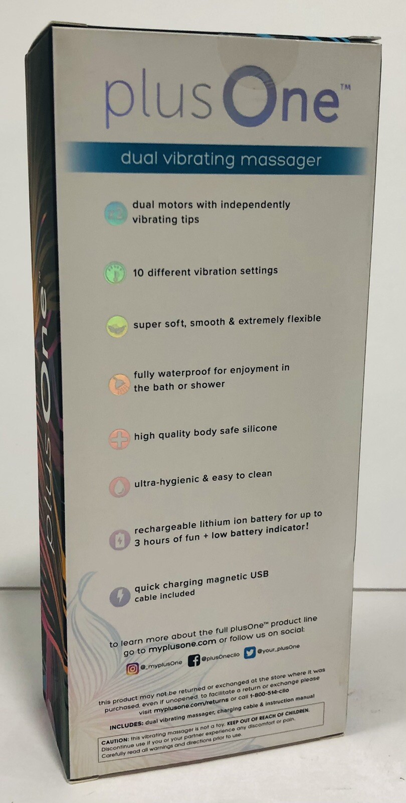 NEW Plus One Dual Vibrating Massager 10 Vibration Settings, Waterproof