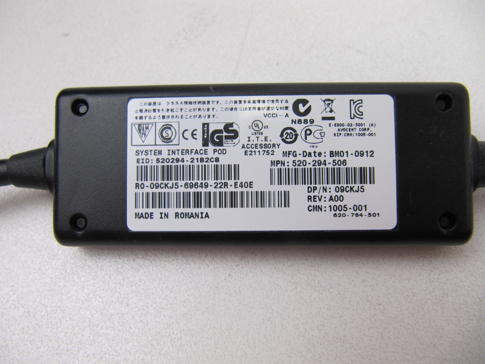 Dell 09CKJ5 520-294-504 USB KVM Switch POD SIP CIM Module Interface Cable