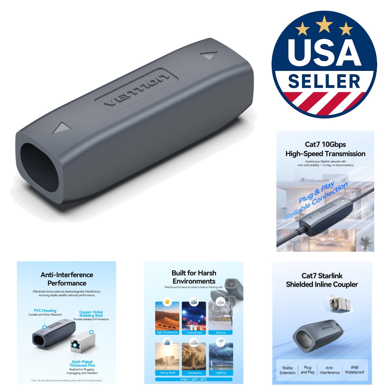 Starlink Cable Coupler Gen 3 -  Waterproof RJ45 Ethernet Extension Connector