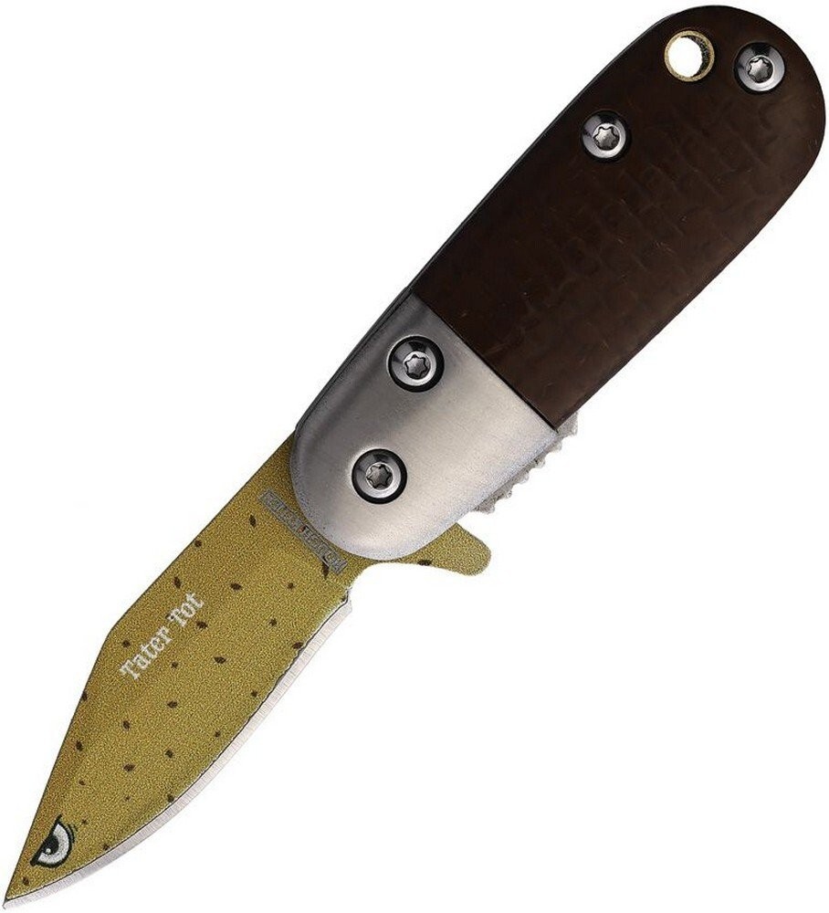 Rough Ryder Tater Tot Linerlock A/O Pocket Knife Brown Micarta Handle - TR1816BR