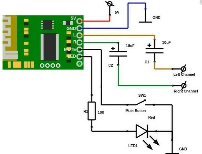 Bluetooth Audio Receiver mini Module - Stereo Output - 5V DC Operation USA