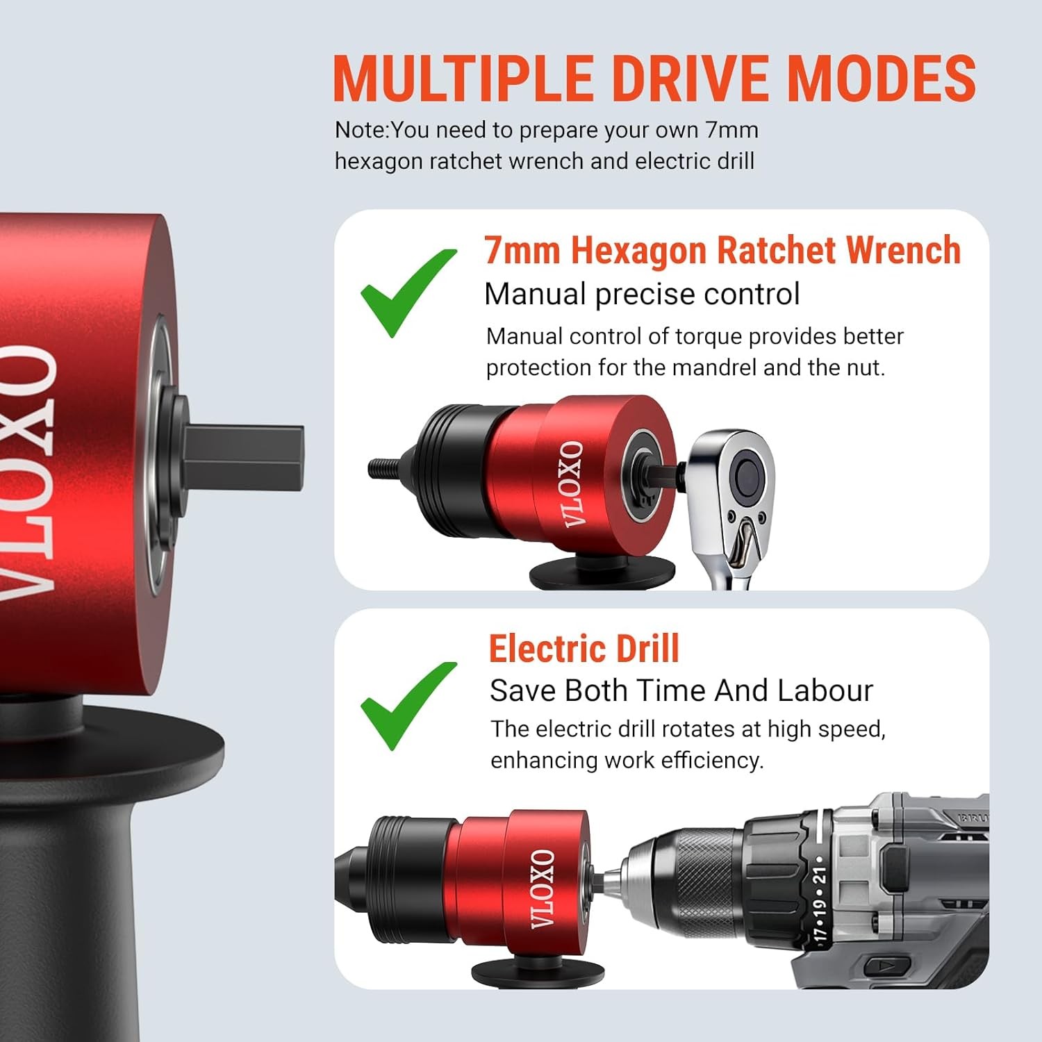 Rivet Nut Drill Adapter for Electric Drill, Upgraded Rivet Gun Kit with 13 Diffe