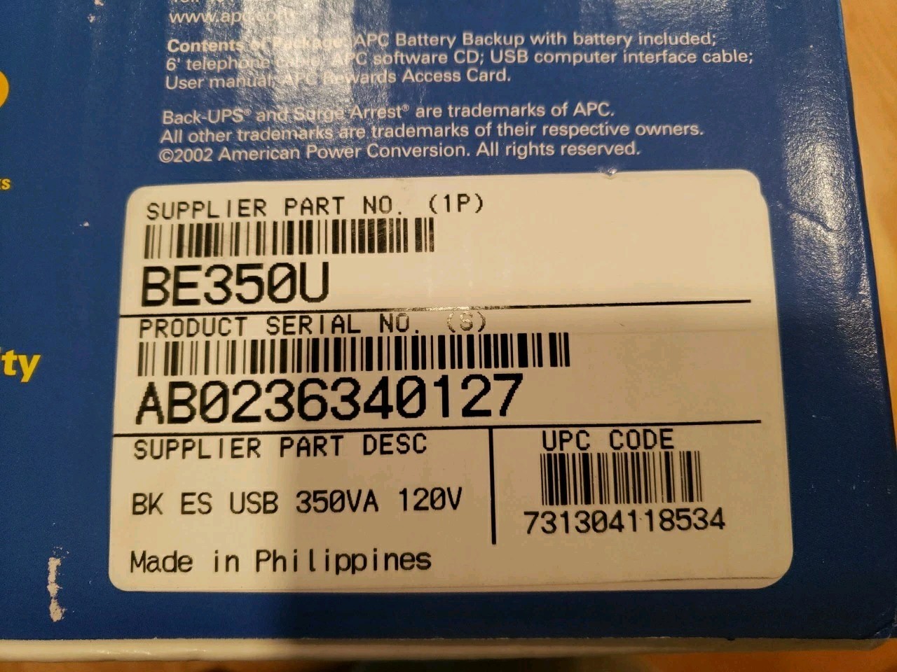 New APC Battery Backup 350va (200 Watts)