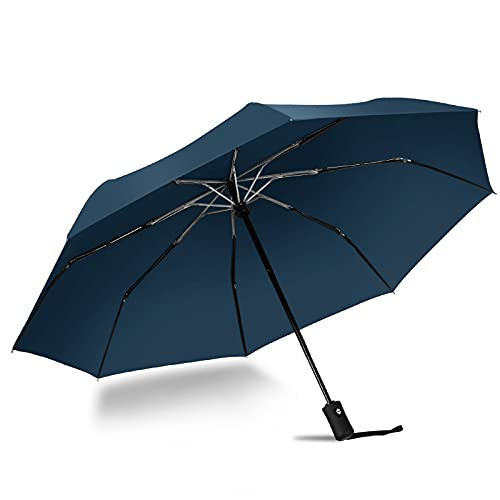 Compact Travel Umbrella Windproof Automatic Folding Umbrellas Blue