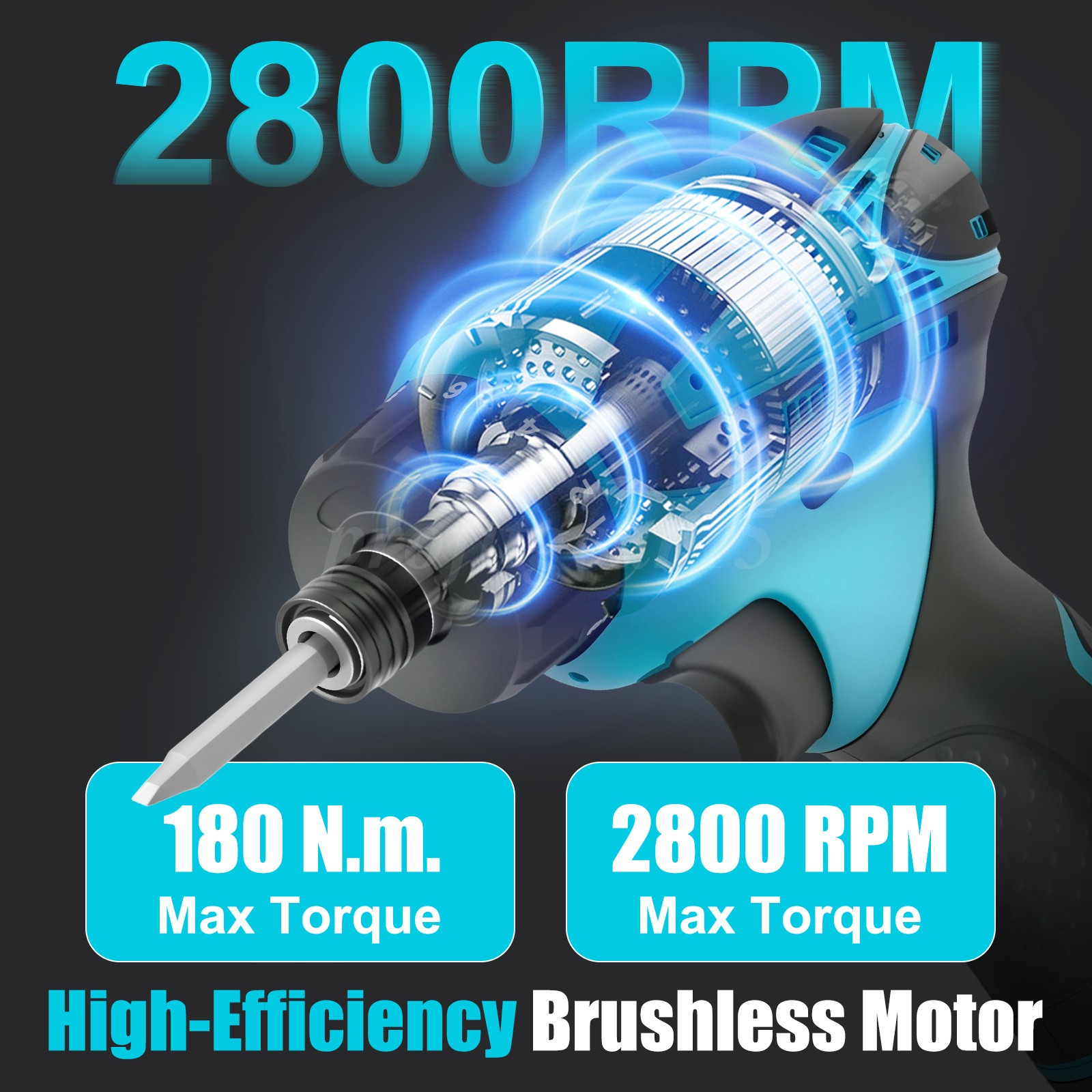 12V Multi - function Screwdriver,180N.m Brushless Cordless Electric Hammer Drill