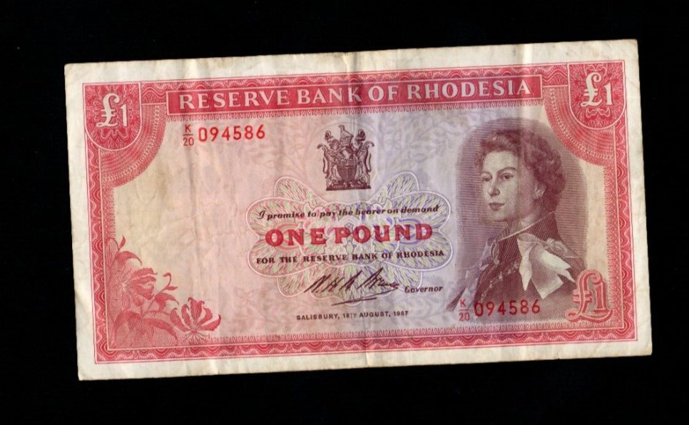 1 Pound Reserve Bank of Rhodesia  1967 Very Fine/ref fd1
