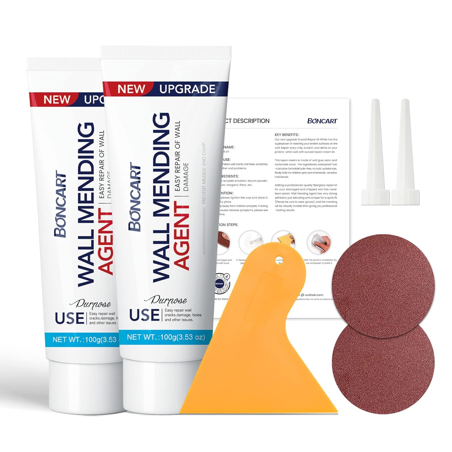 Drywall Repair Kit, 2-Pack Wall Mending Agent, Wall Spackle with Tools | Include