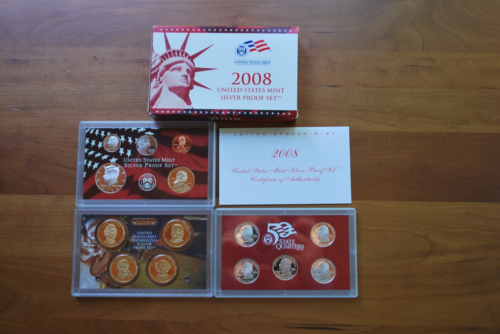 2008 United States Mint Silver Proof Set, COA,  Box, 14 Coins