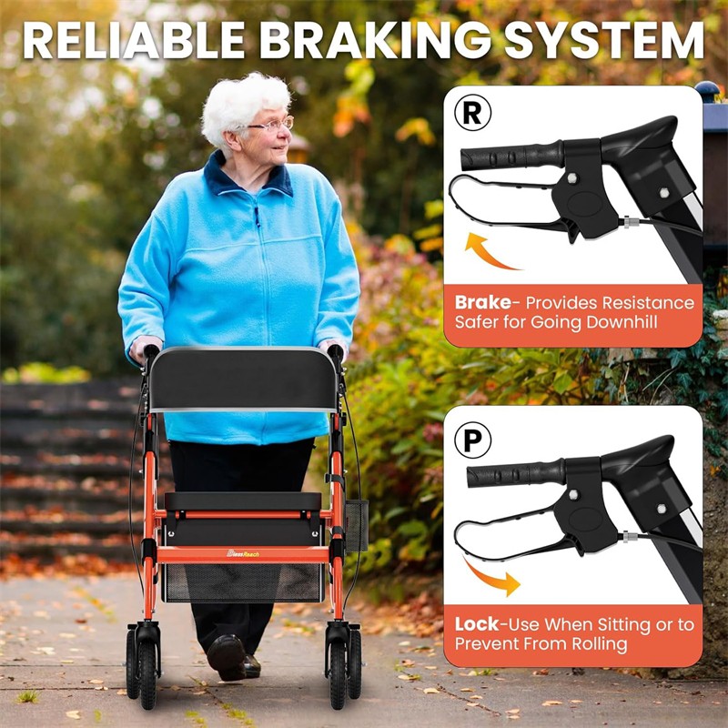 Foldable Rollator Walkers with Seat Adjustable Height Aluminum Rolling Walker