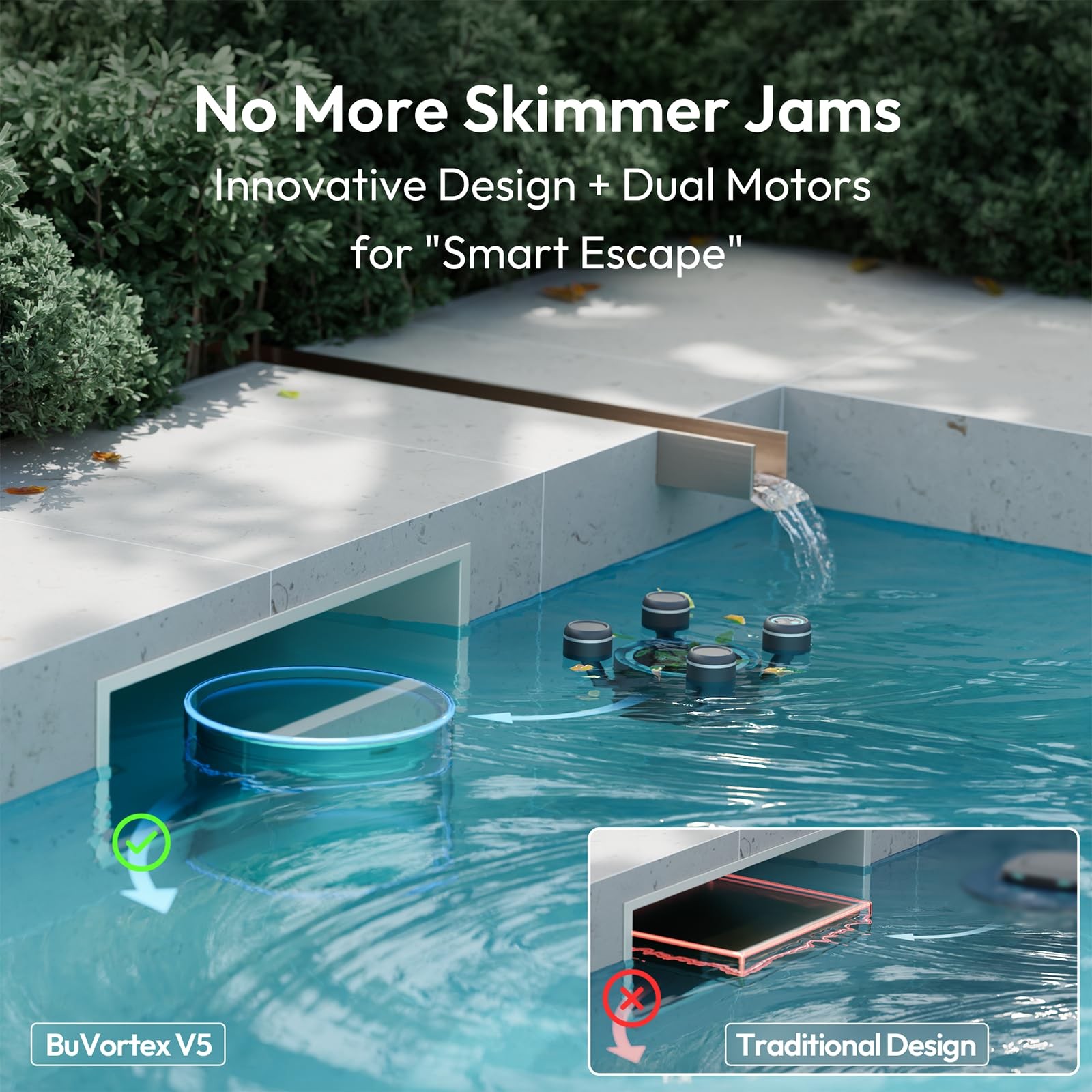 Pool Surface Skimmer Robot, Pool Cleaner with App Control,5L Filter, Dual Cleani
