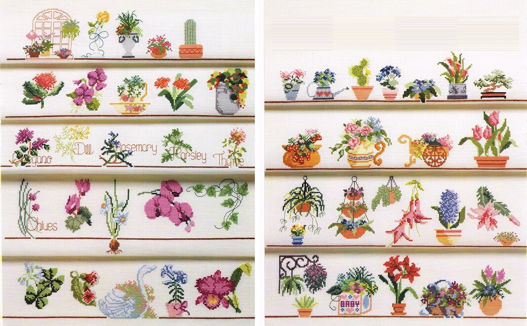 50 HOUSE PLANT  MOTIFS  CROSS STITCH PATTERNS ONLY -  Y1
