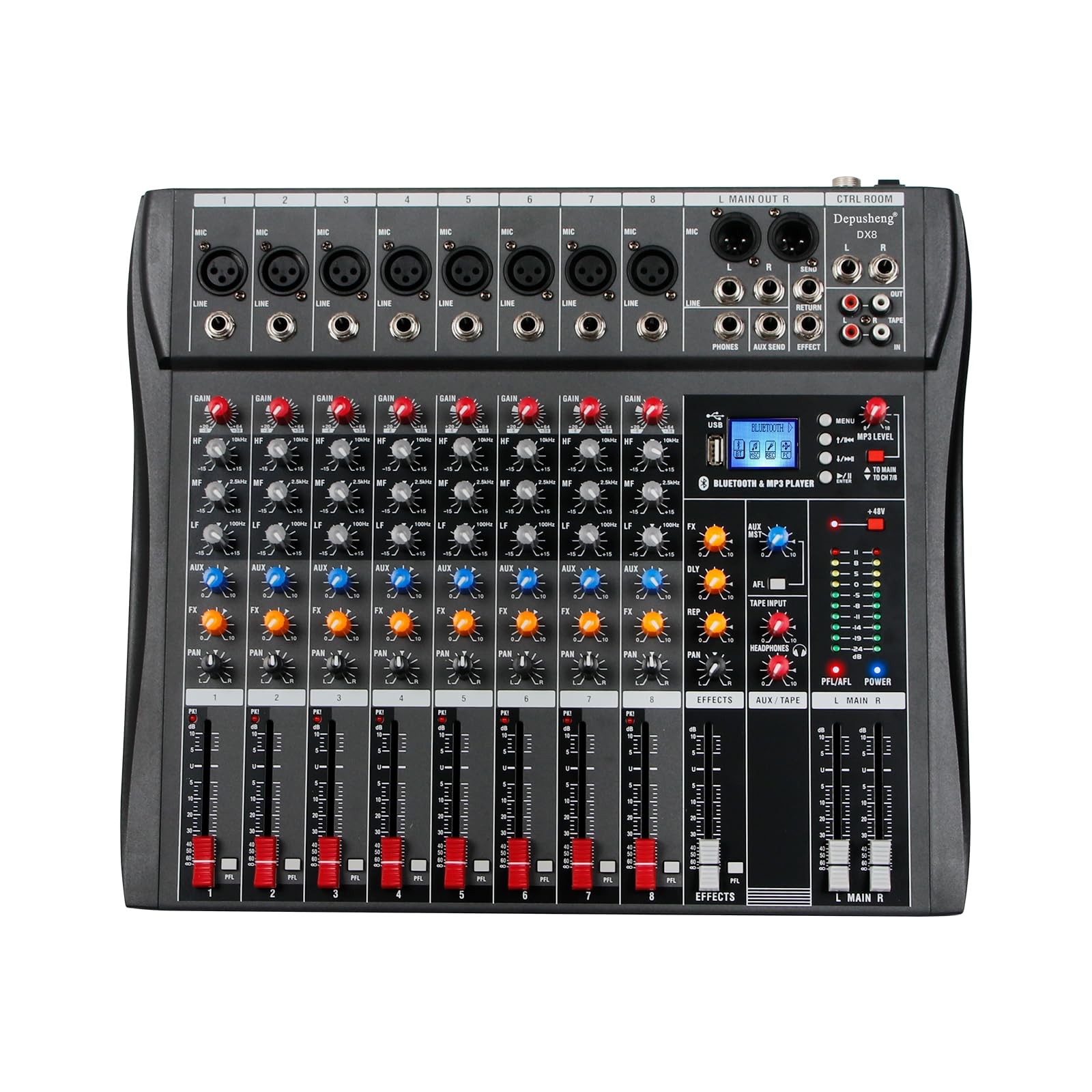 Depusheng Audio Mixer Professional 8 channel,DX8 Sound Board DJ Mixing...