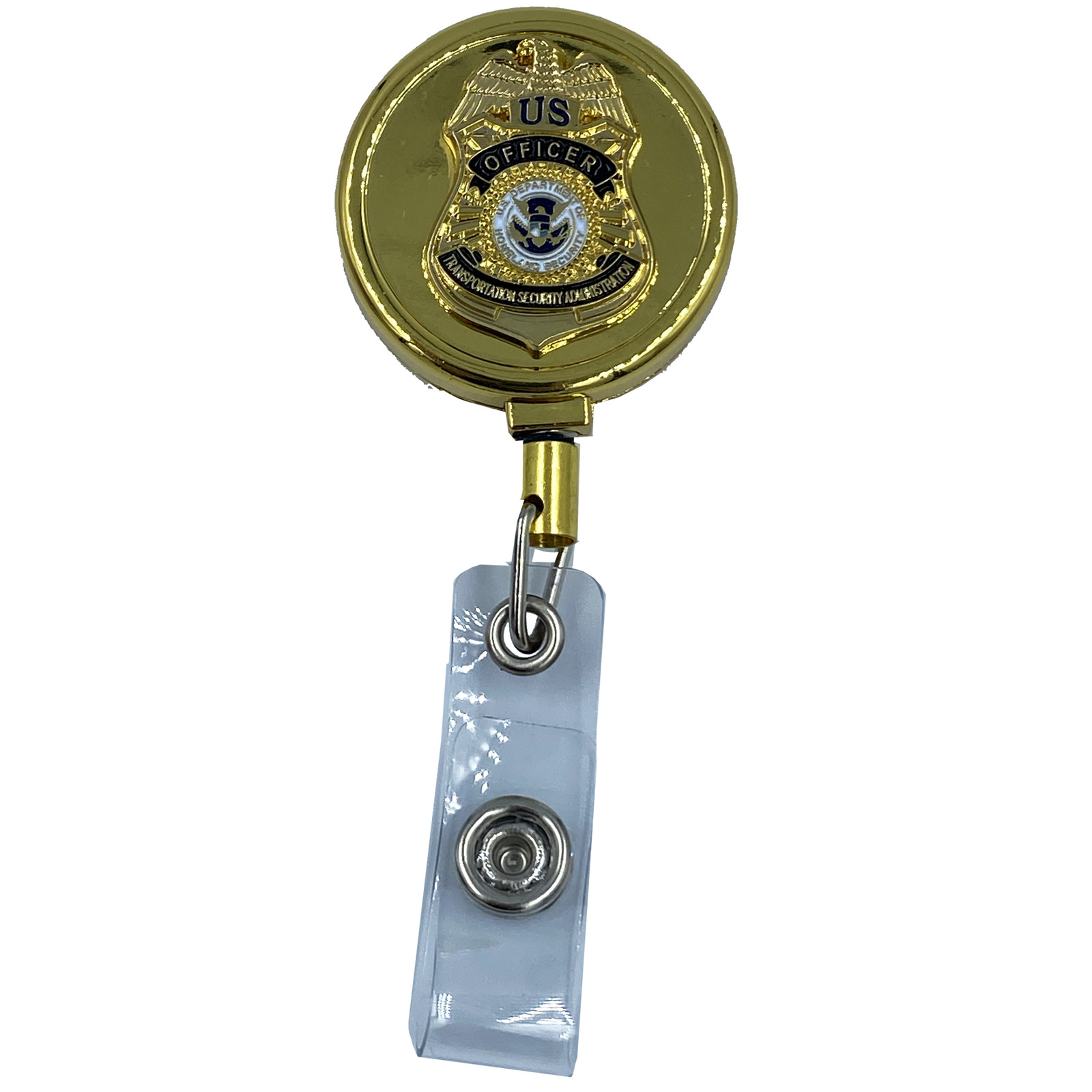 DL10-11 TSA Officer Metal ID Reel retractable Card Holder Transportation Securit