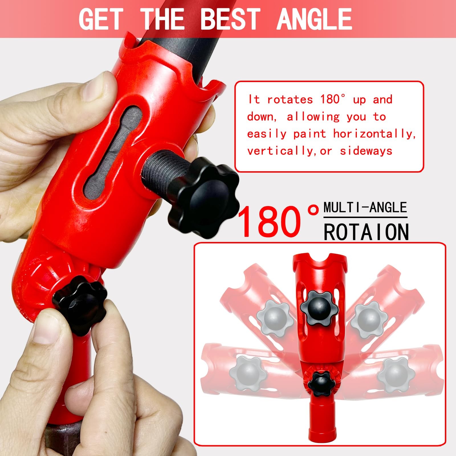 Multi-Angle Paint Brush Extender for High Ceilings, Extension Pole Attachment