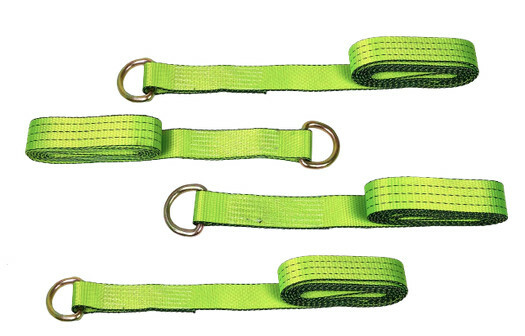 (4) HI-VIZ GREEN 8' WHEEL LIFT TOW TRUCK ROLLBACK Straps Wrecker Car Hauler