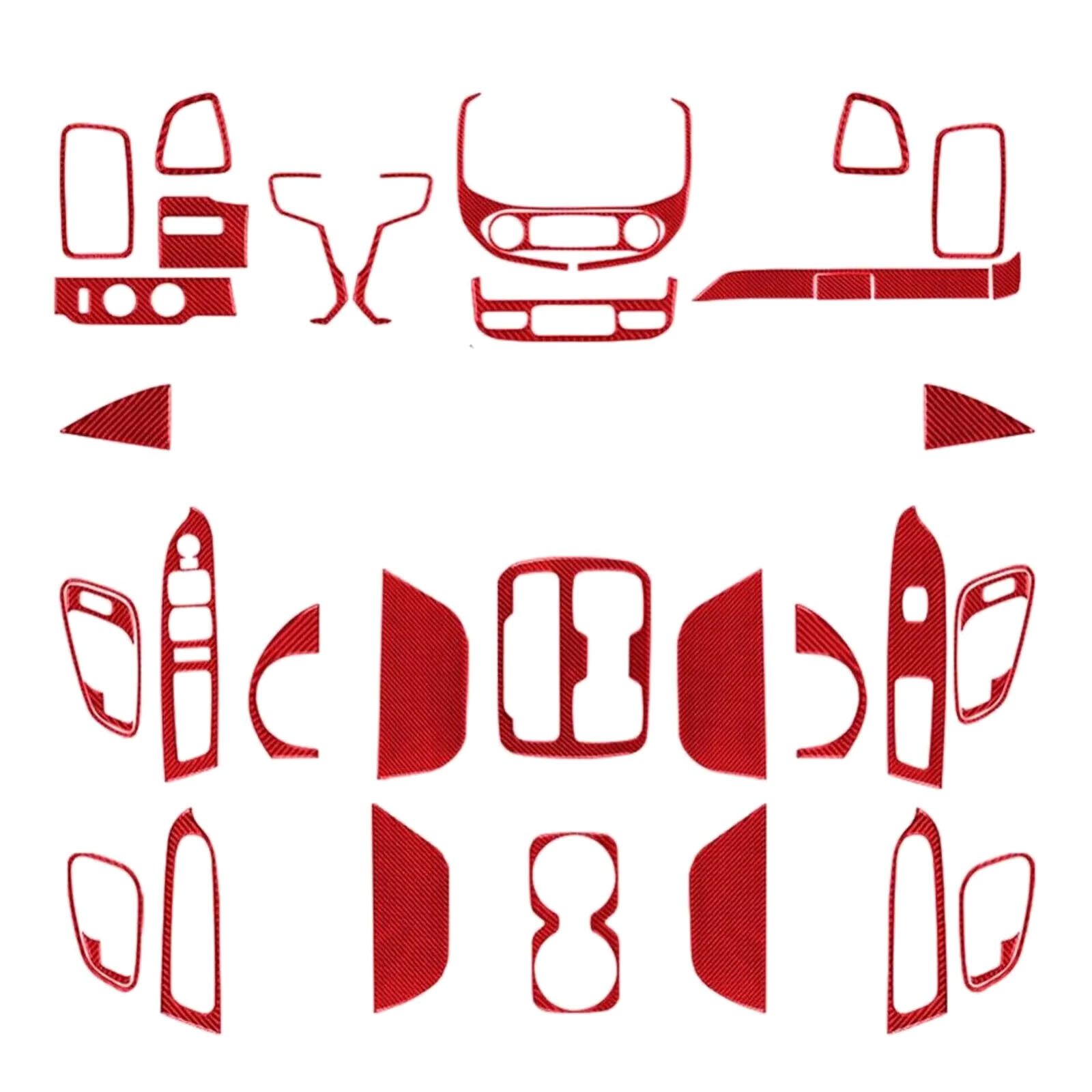 52Pcs Red Carbon Fiber Full Interior Kit Cover Trim For Chevrolet Colorado 15-22