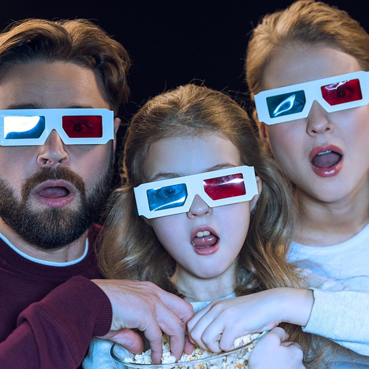 White Frame Anaglyph 3D Glasses 50 Pack