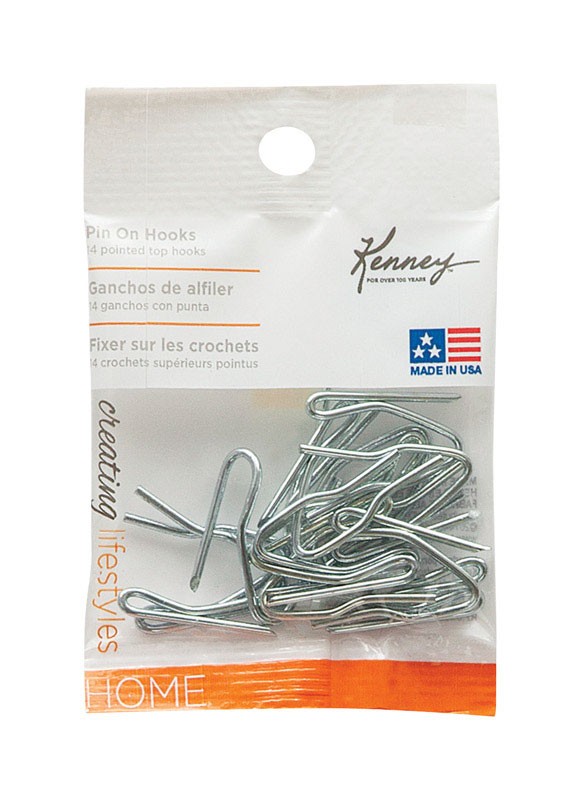 Kenney KN1002 Zinc Chrome Heavy-Duty Pin-On Curtain Hook 1 Dia. x 0.066 D in.