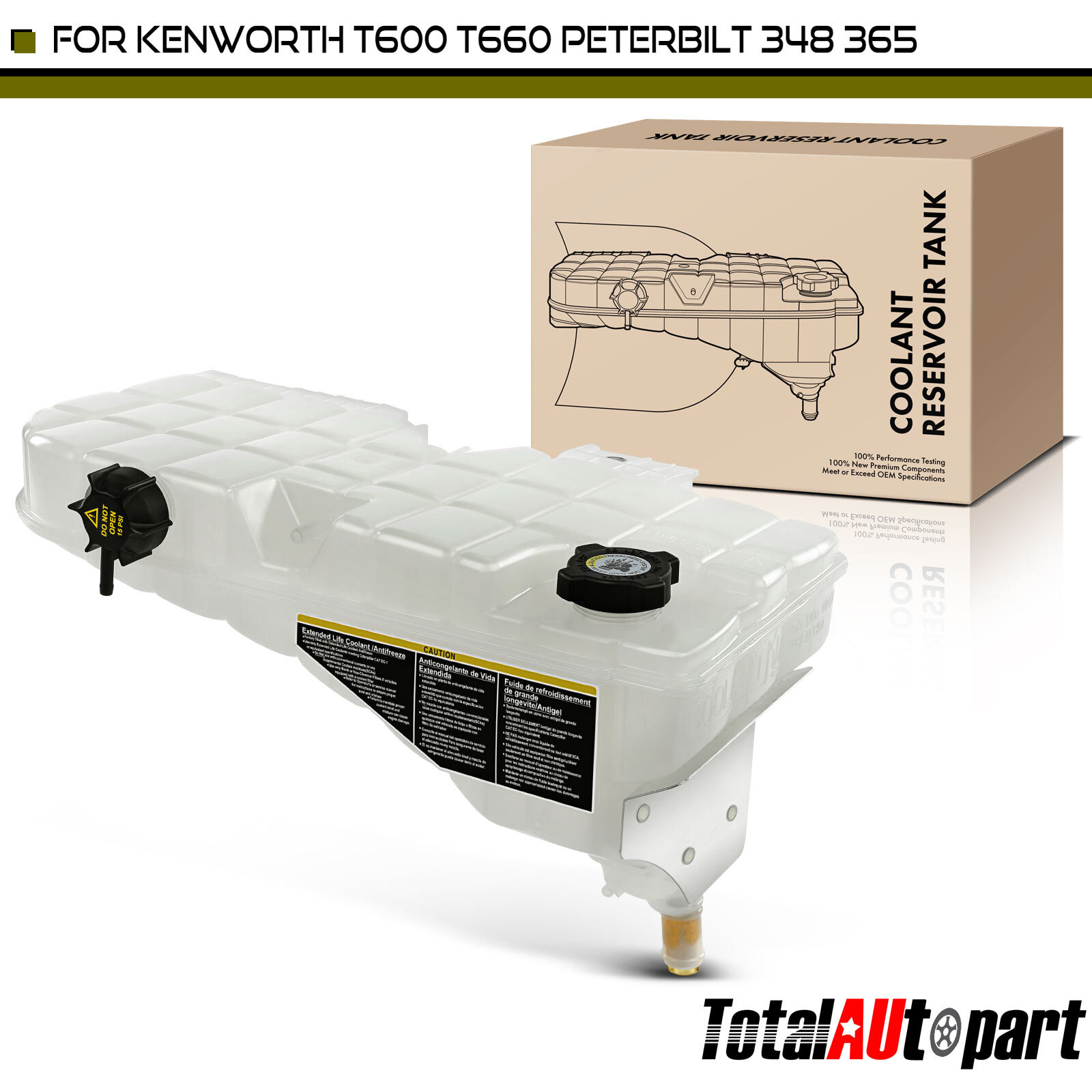 Heavy Duty Coolant Overflow Tank for Kenworth W900 T660 T600 Peterbilt 2008-2022