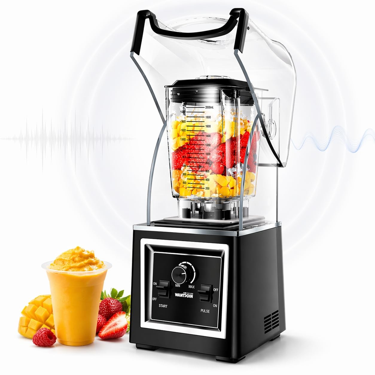 Wantjoin Professional Grade Blender - Soundproof & Quiet Commercial Blenders