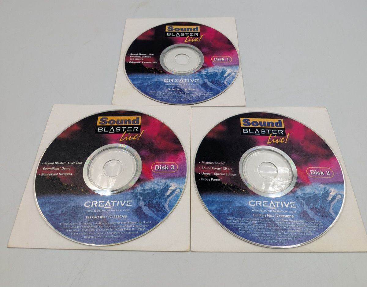 1999 Creative Sound Blaster Live 3-CD Driver Software Set Unreal Special Edition