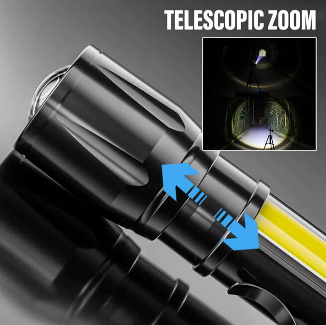 Mini LED Flashlight Black USB Rechargeable Handtool lamp Camping Tourch Lantern