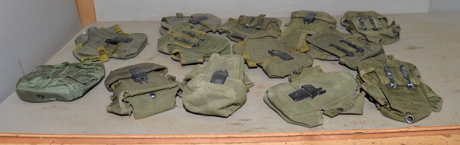 12 US Army 3 mag pouch & 1 Water Canteen cover carrier military collectible lot