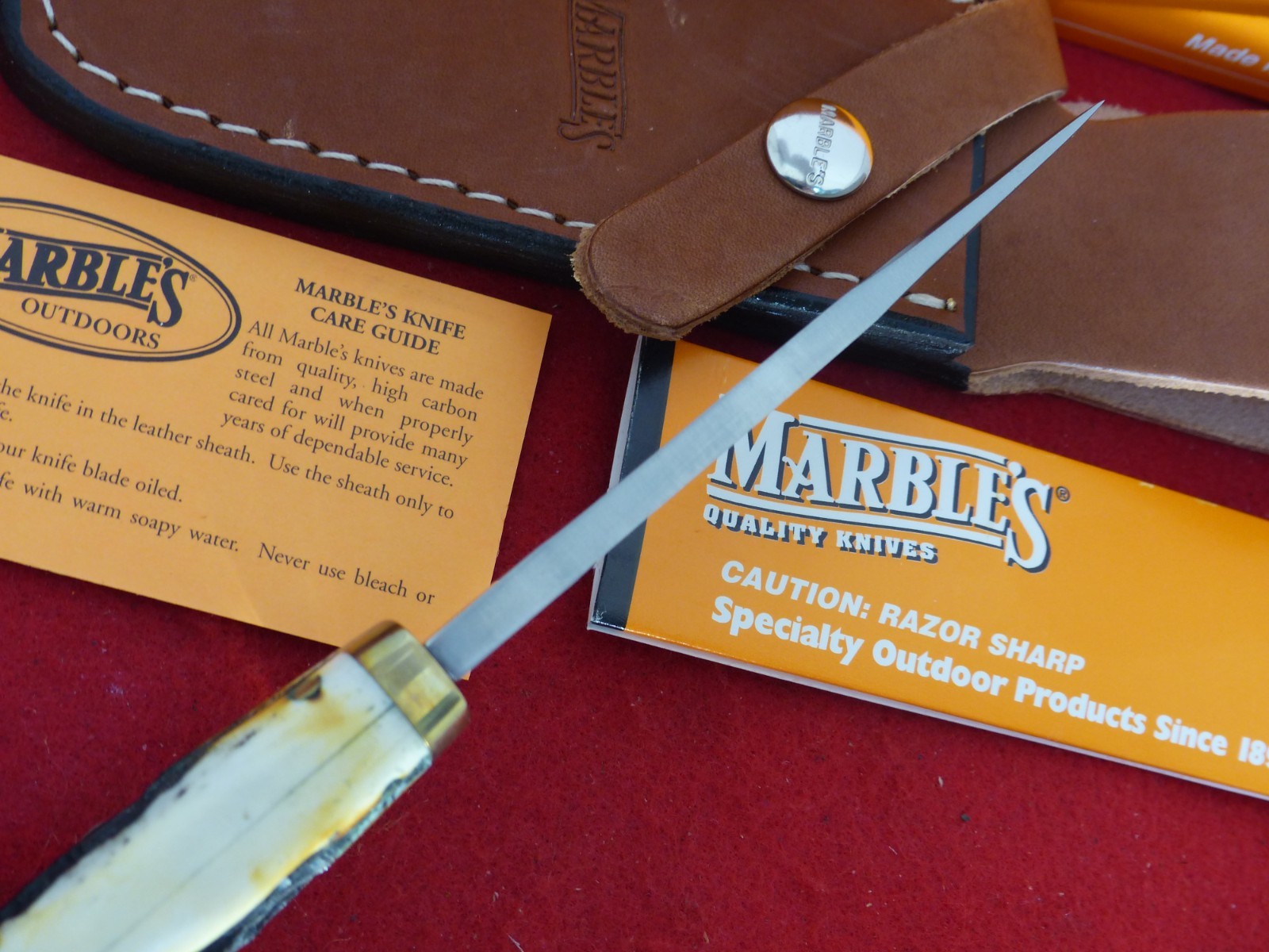 Marbles Gladstone USA Campercraft MARLIN 2000 mint fixed blade Sheath knife