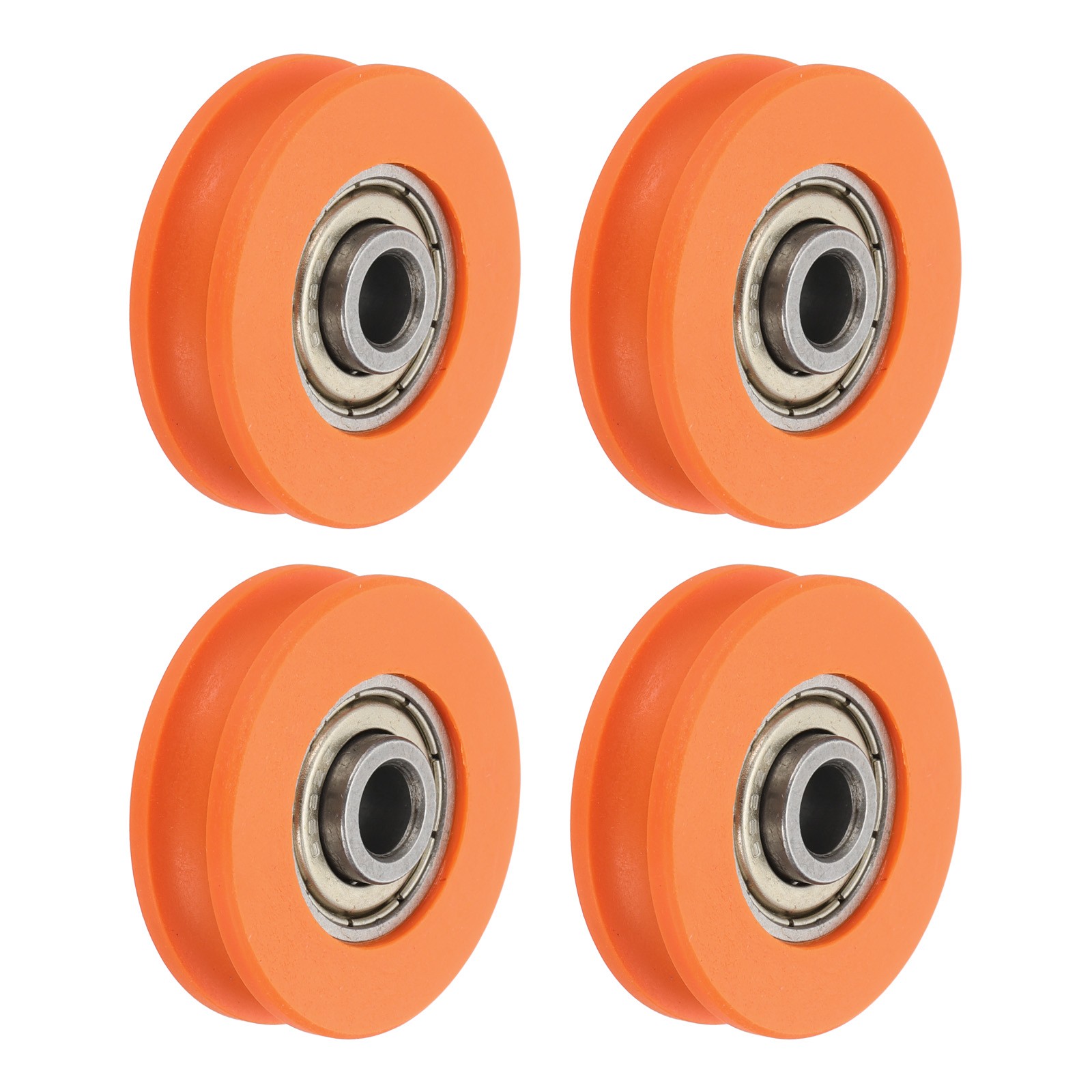 U Groove Ball Bearing Roller, 6 x 32 x 9.5mm Guide Wheel, Orange Pack of 4