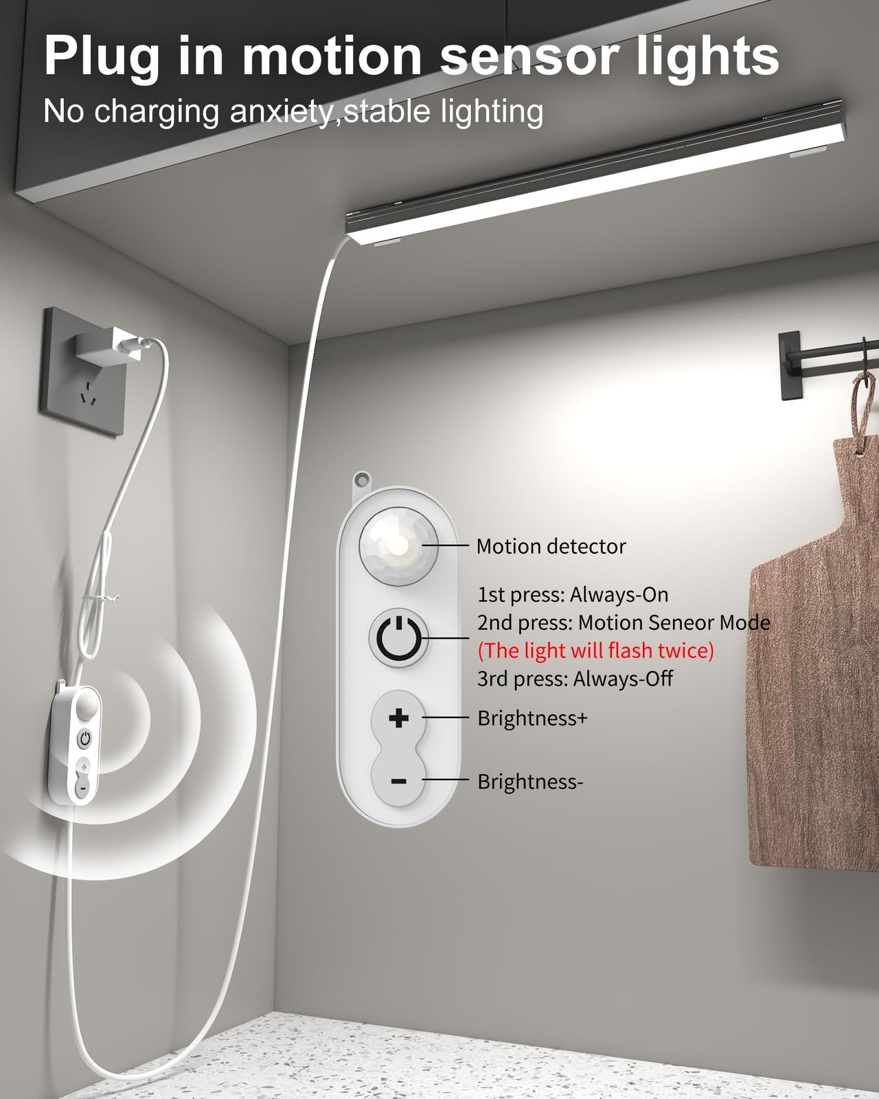 Motion Sensor Dimmable Led Under Cabinet Light, 12" Cool White