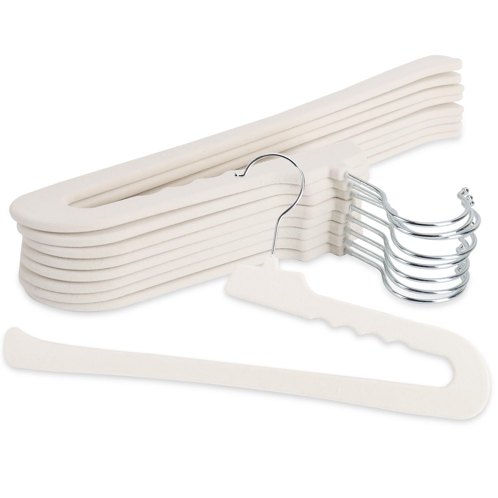 Velvet Pants Hangers - 8 Pack White Non Slip Open Ended Hanger with 360 Swive...