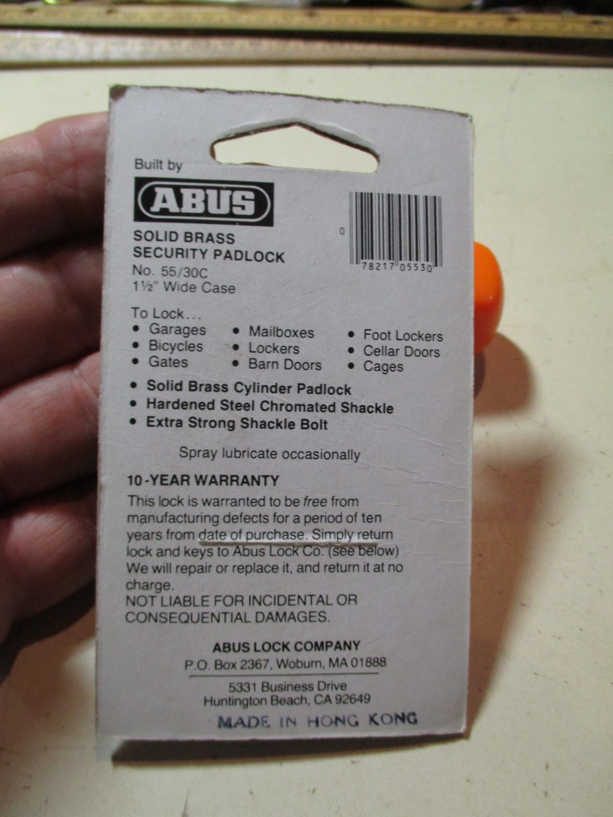 ABUS 55/30C BRASS PADLOCK 1 3/16" SNACKLE NOS