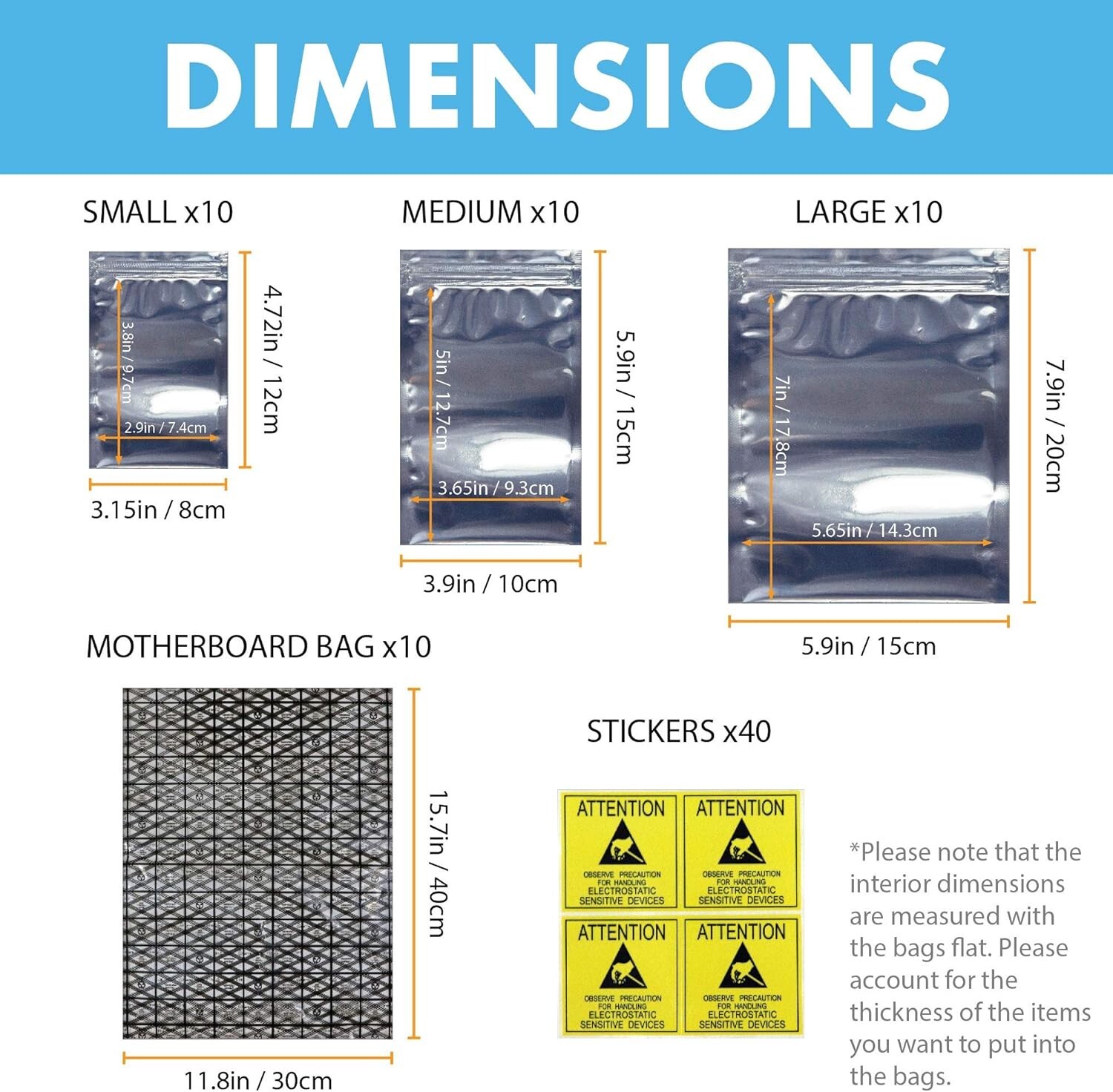 ESD Shielding Bag Set - 40 Assorted Anti-Static Bags for Electronics Protection