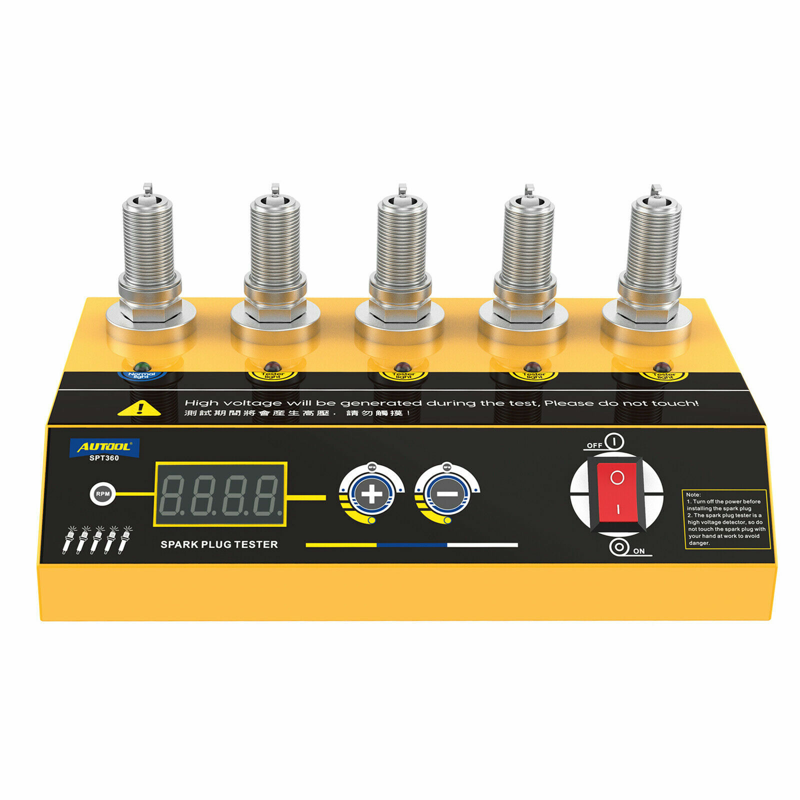 AUTOOL 5 Holes Car Spark Plug Tester Analyzer Digital Ignition Testers Tool 110V