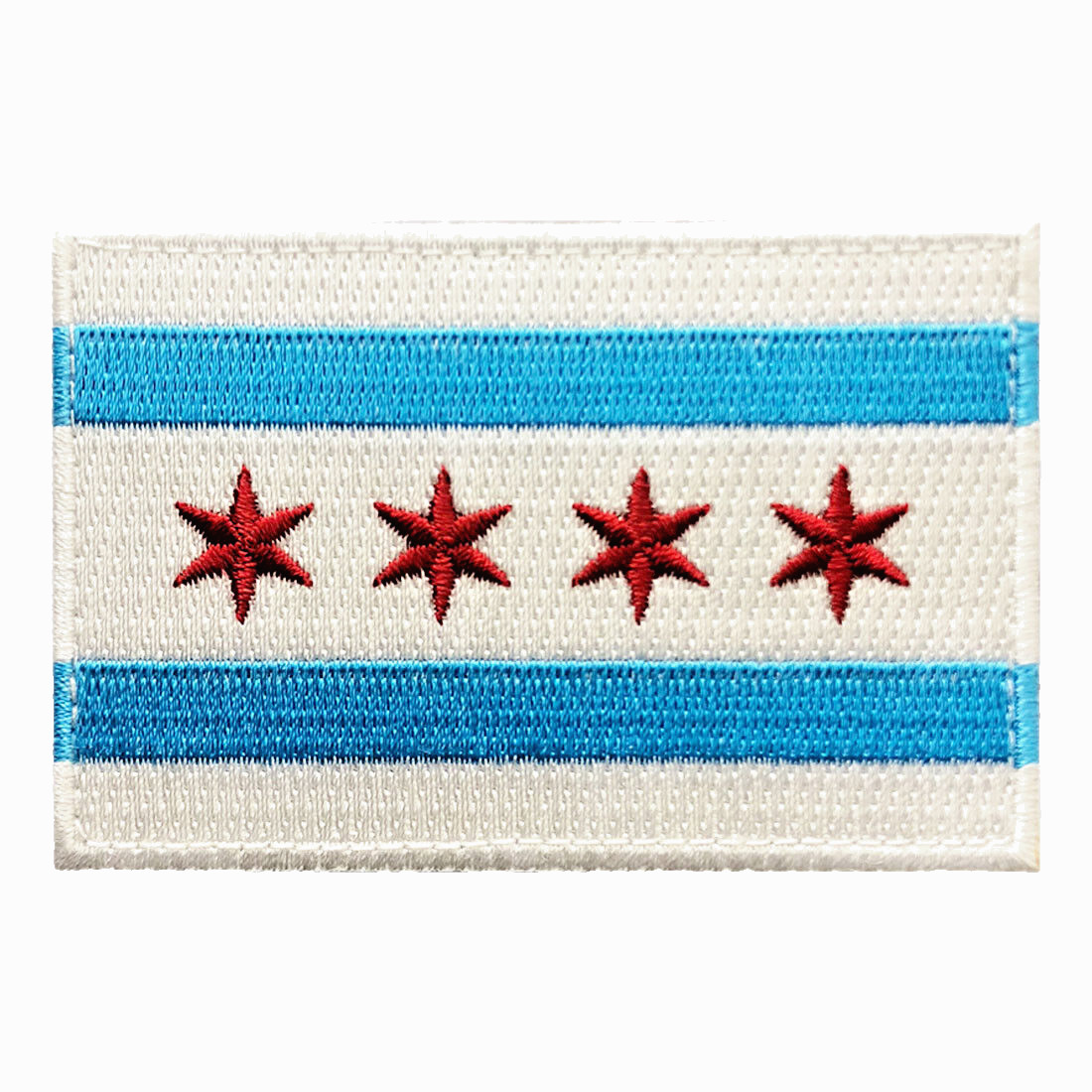 Chicago City Flag Embroidered Hook Fastener Patch[3.0 X 2.0 - CH9]