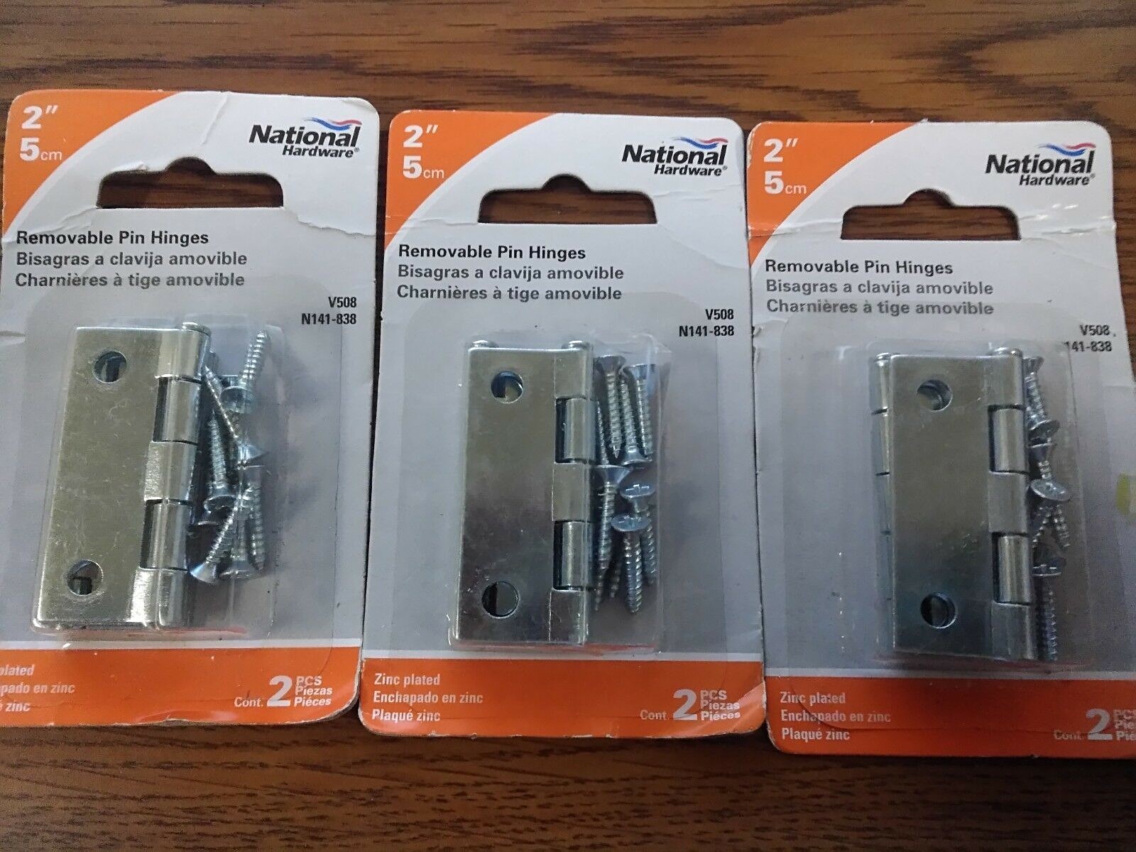 National Hardware N141-838 V508 Removable Pin Hinges  2" LOT of 3 ~ 2 Packs