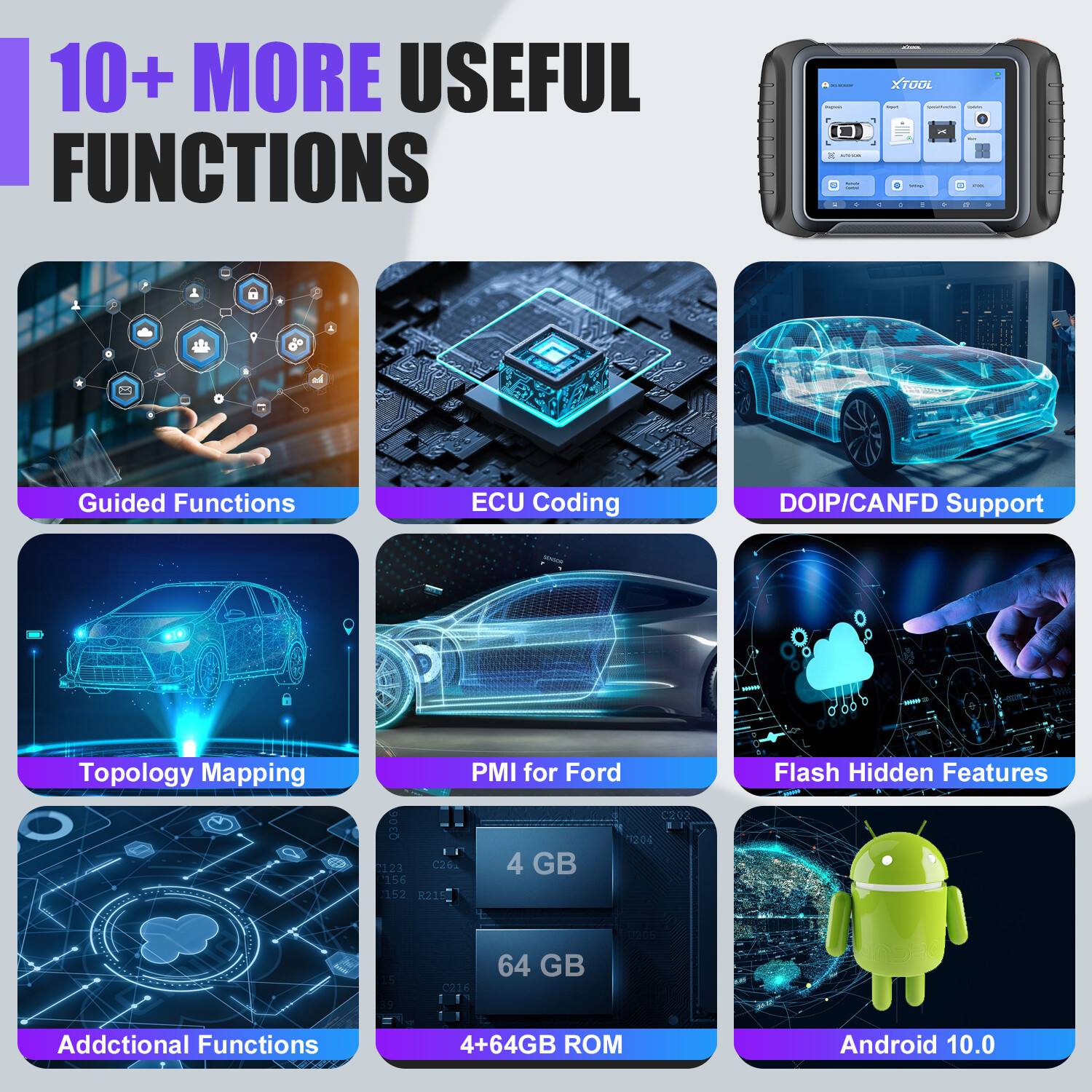 XTOOL D8S Automotive Diagnostic Tool E.CU Coding Full System Topology Mapping