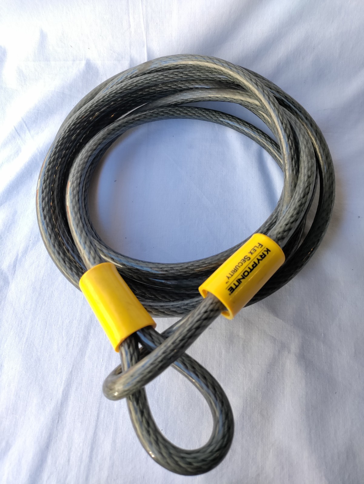 VINTAGE CRYPTO CABLE SECURITY LOCK SIZE 30'–15'x 3/8" BRAIDED WIRE CABLE