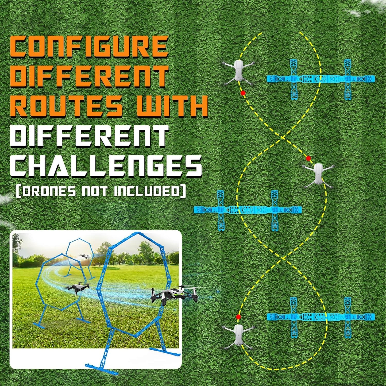 Drone Obstacle Course, Includes 3 Pack Easy to Build Blue *3