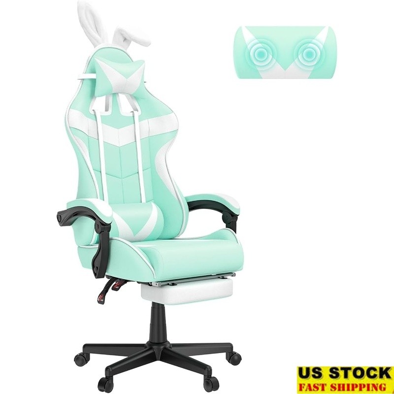 Cute Gaming Chair Removable Bunny Ears Ergonomic Design Adjustable Comfort New