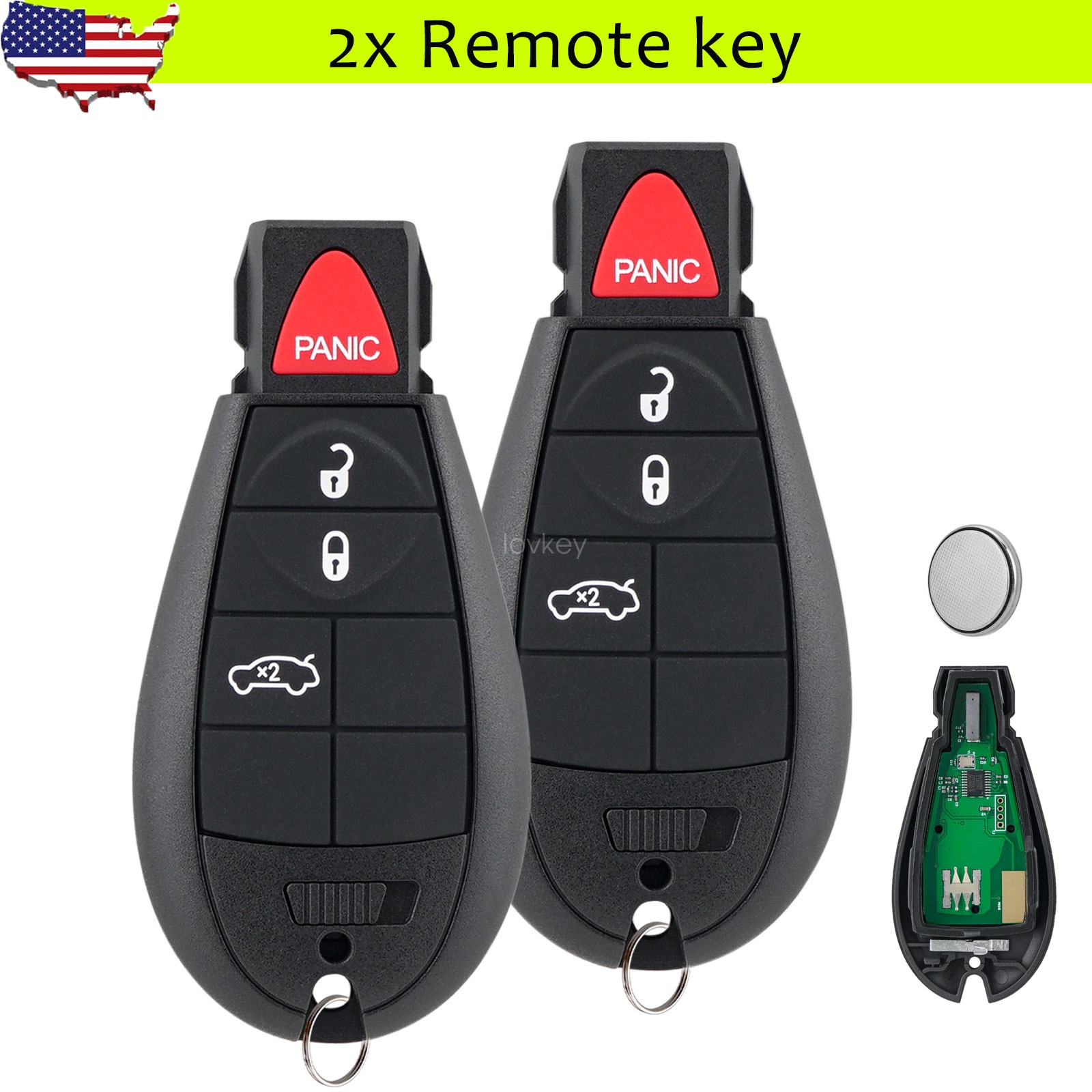 2 For 2008 2009 2010 2011 2012 2013 Dodge Challenger Remote Key Fob IYZ-C01C