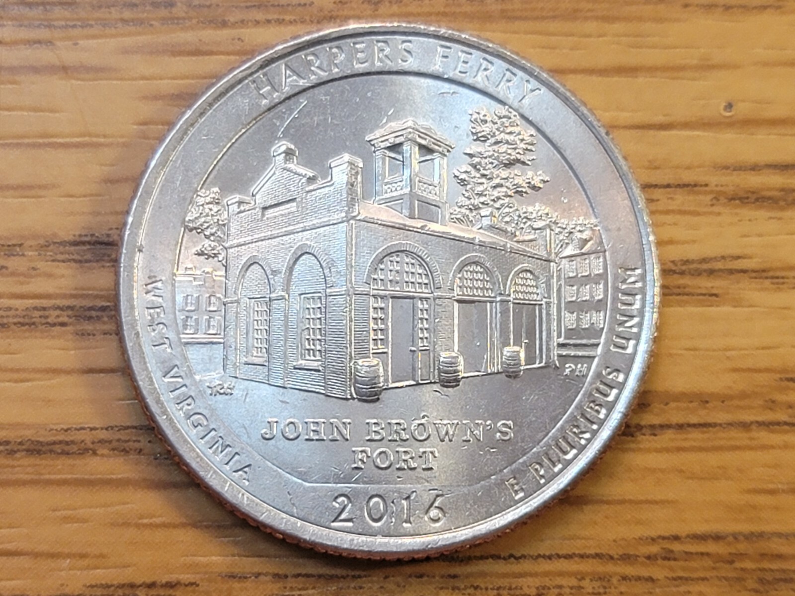 2016 P Harpers Ferry ATB Quarter WDDR-038. Doubled Die Reverse Mint Error.