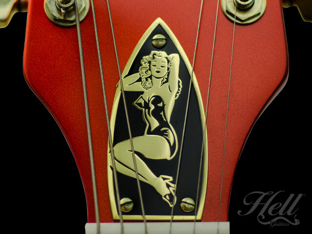 "Pin-Up" 100% Brass Truss Rod Cover (GOLD). Fits most Gretsch® style guitars.