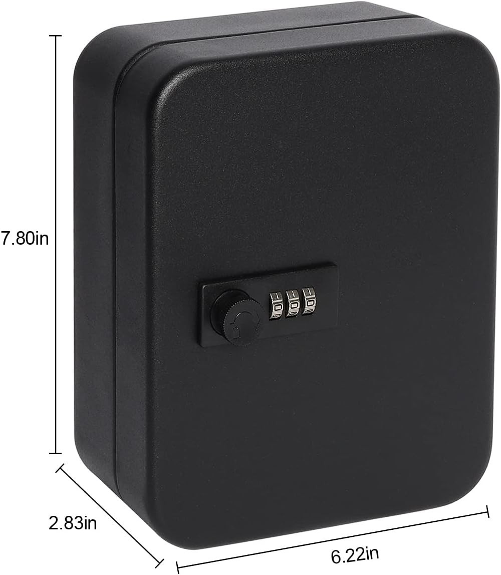 Key Box with Combination Lock Wall Mount Secure Key Organizer 20 Hooks