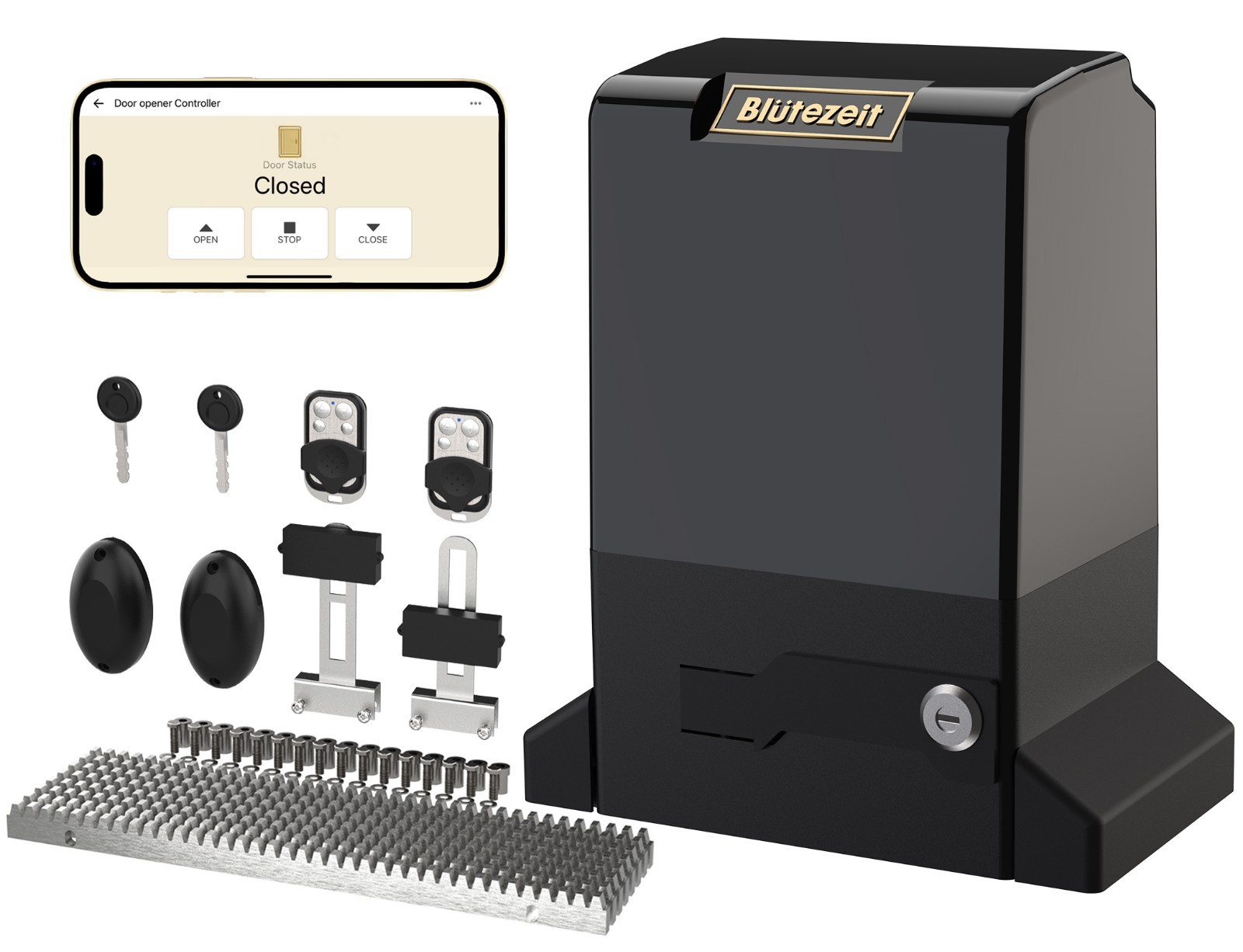 Blütezeit 6300lb WiFi Sliding Gate Opener Rack Driven w/ IR Sensor & Remotes