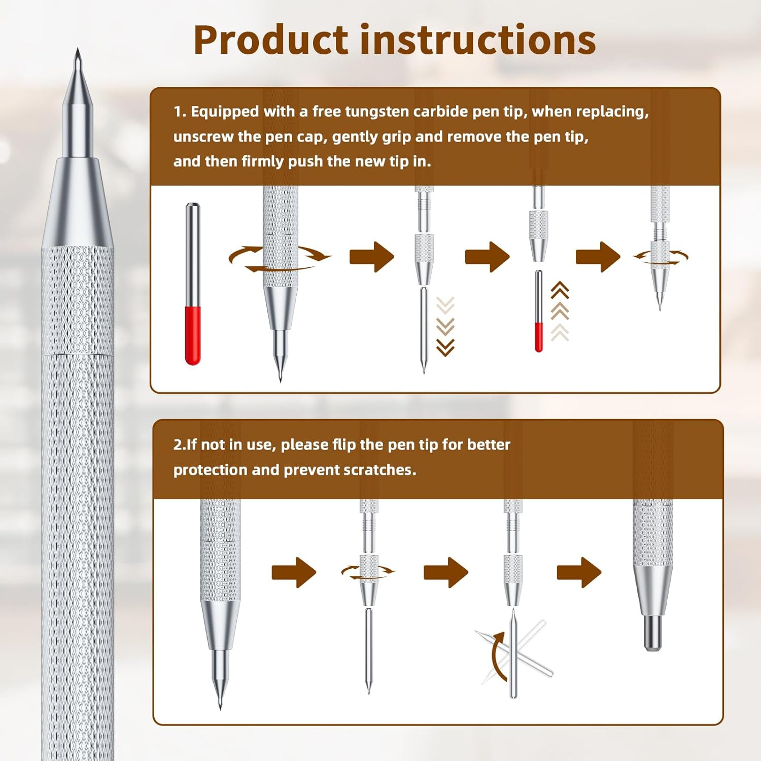 2-Pack Tungsten Carbide Scriber, Metal Scribe Tool with 25 Replacement Marking T