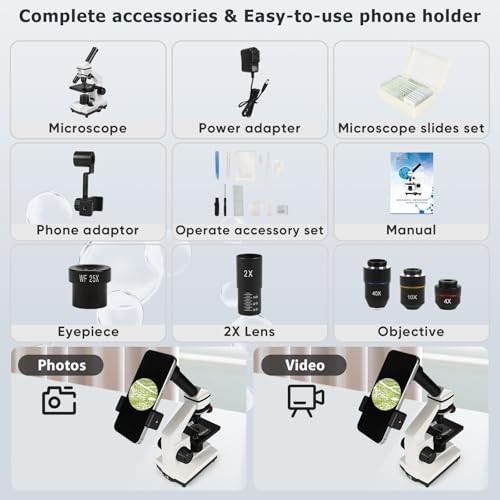 Microscope for Adults Professional:Compound Microscope for Kids 8-12,100X