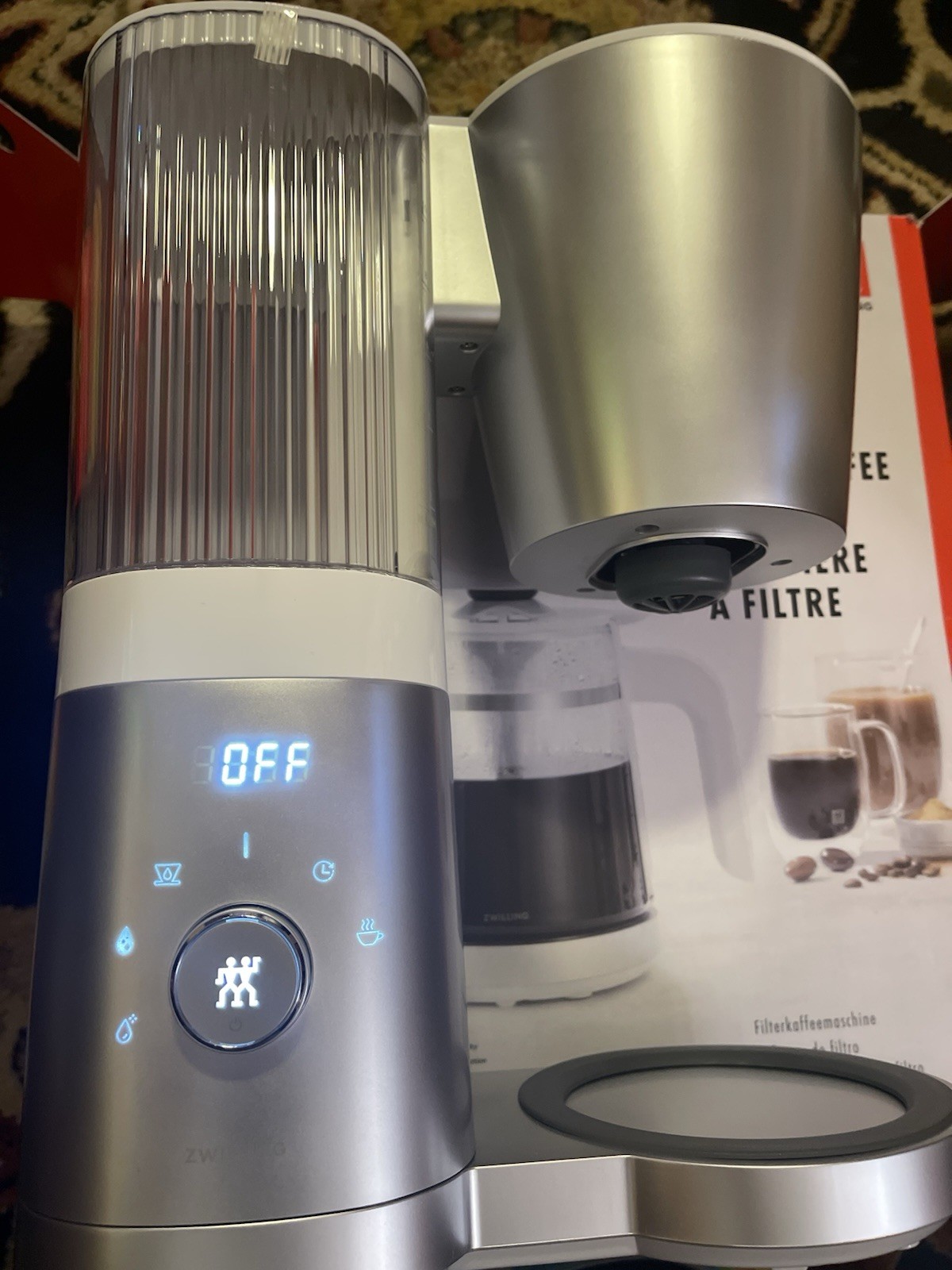ZWILLING Enfinigy Glass Drip Coffee Maker 12 Cup, Silver