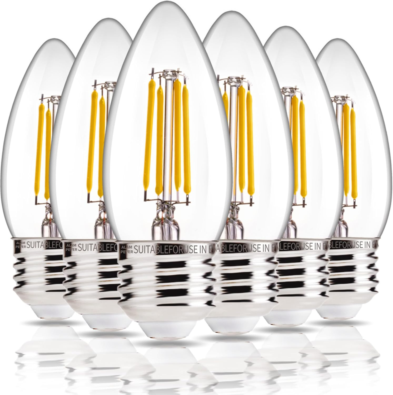 E26 LED Bulb 60W Equivalent, Dimmable B11 Candelabra Light Bulbs, 2700K Soft Whi